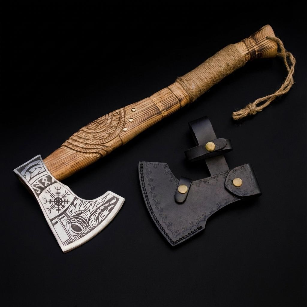 Handmade Viking Bearded Axe Forged Carbon Steel Tomahawk Throwing Hatchet (1 of 11)