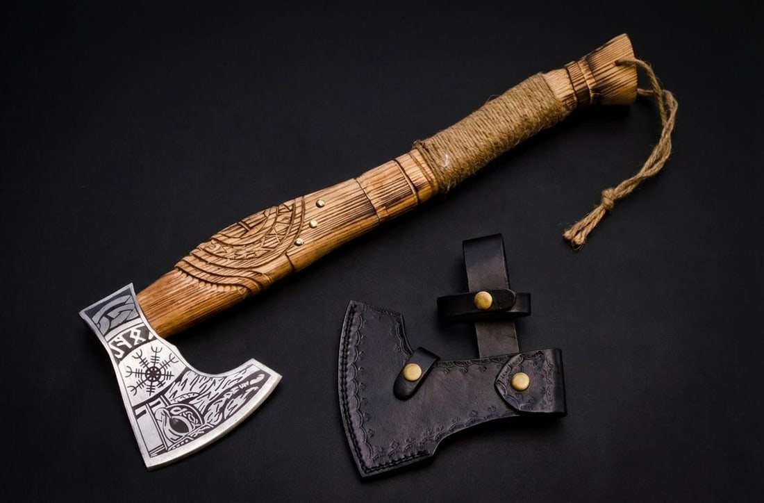 Handmade Viking Bearded Axe Forged Carbon Steel Tomahawk Throwing Hatchet - 2