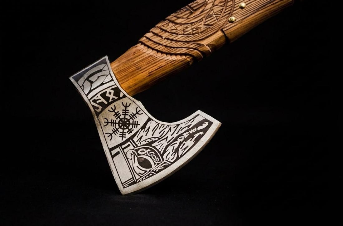 Handmade Viking Bearded Axe Forged Carbon Steel Tomahawk Throwing Hatchet - 7