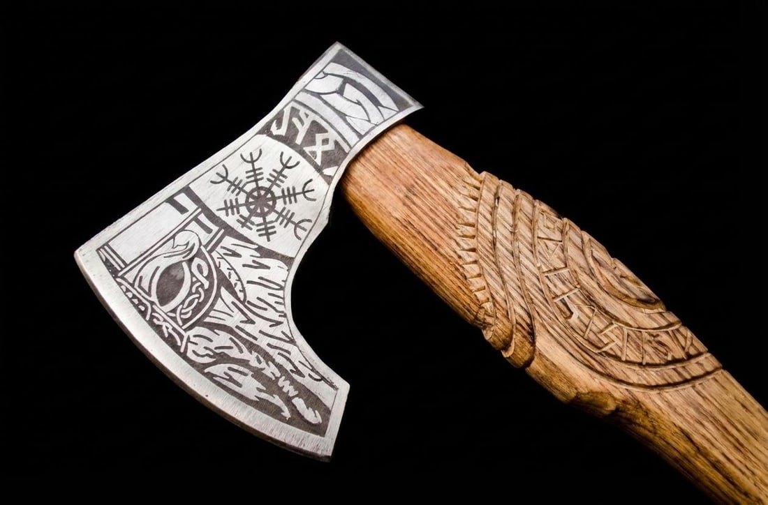 Handmade Viking Bearded Axe Forged Carbon Steel Tomahawk Throwing Hatchet - 9