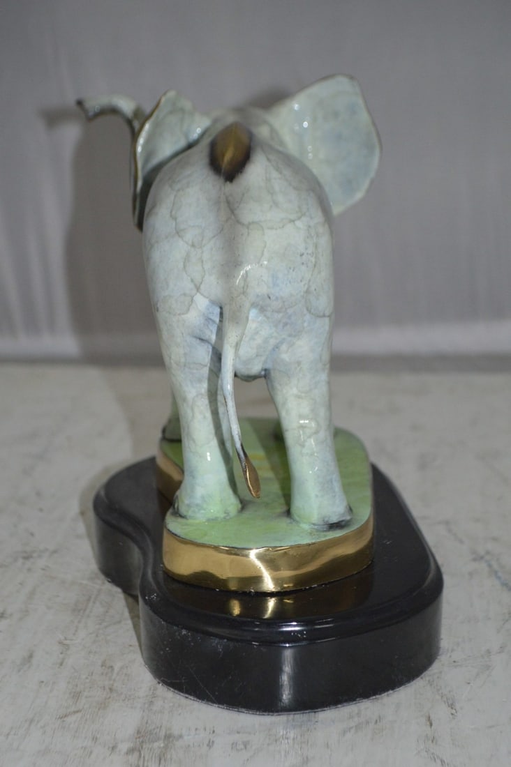 Elephant trunk Up Bronze Statue - Size: 16"L x 9"W x 10"H. - 11