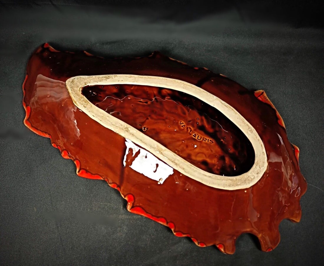 Vintage Vallauris Large Dish – 50 cm Pocket Tray with Signature - 6