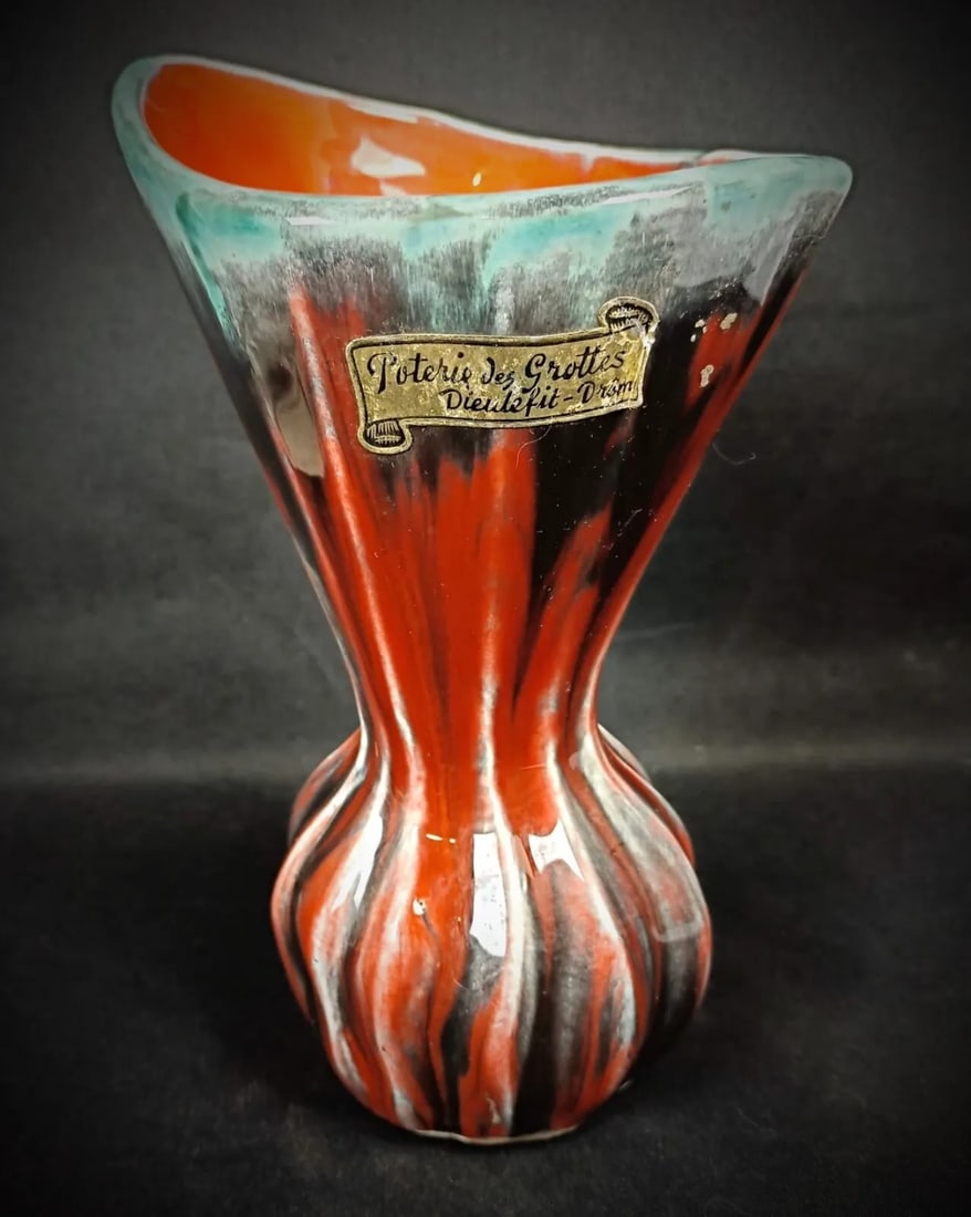 Vintage "Poterie des Grottes Dieulefit" Vase Signed by Pierrot - 2