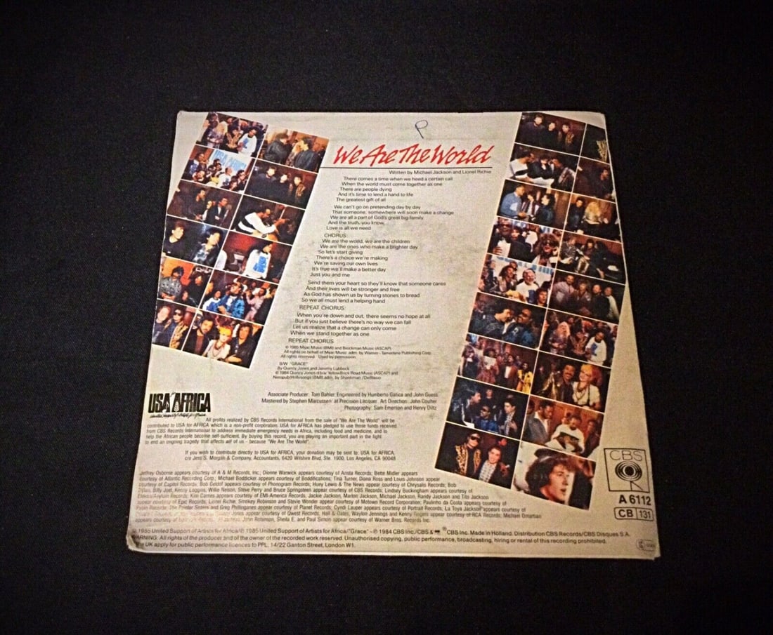 Michael Jackson, Tina Turner, Stevie Wonder Vinyl "We Are the World" - 4