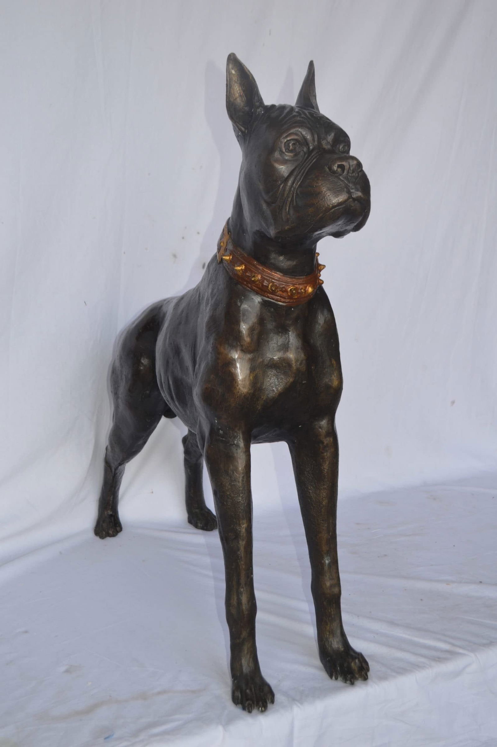 Boxer Dog bronze statue - Size: 35"L x 10"W x 36"H. - 10