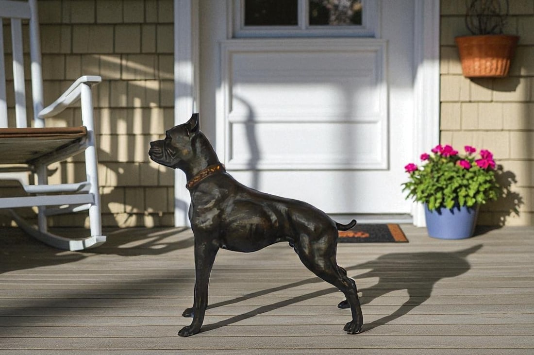Boxer Dog bronze statue - Size: 35"L x 10"W x 36"H. - 2