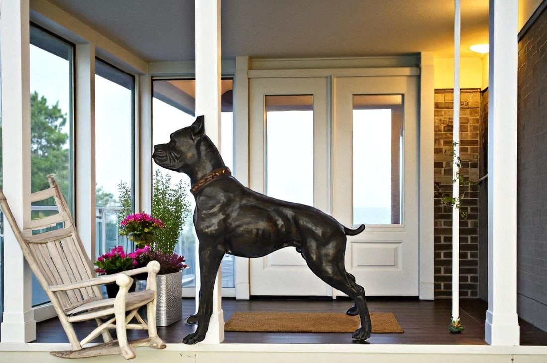 Boxer Dog bronze statue - Size: 35"L x 10"W x 36"H. - 4