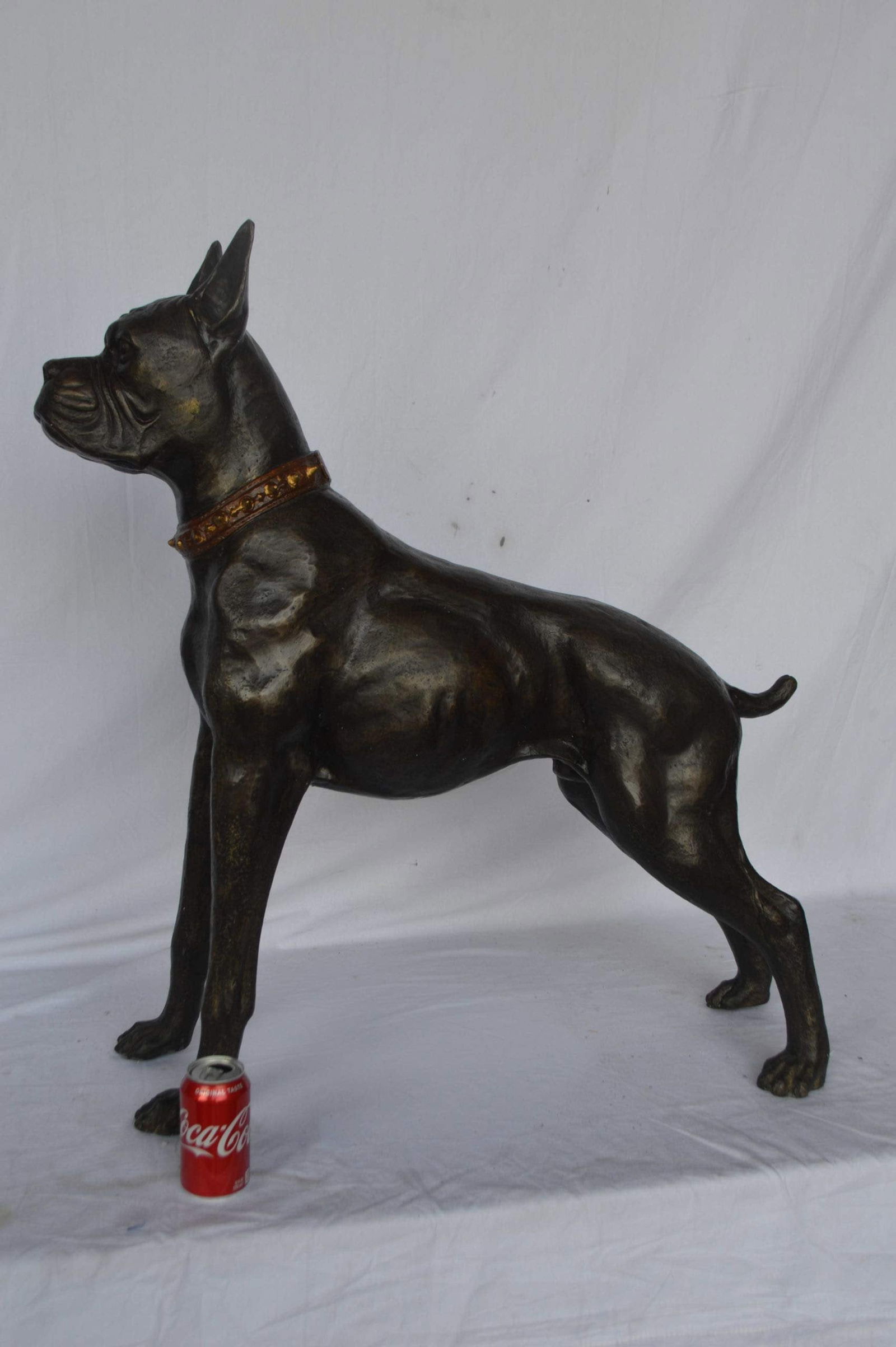 Boxer Dog bronze statue - Size: 35"L x 10"W x 36"H. - 5
