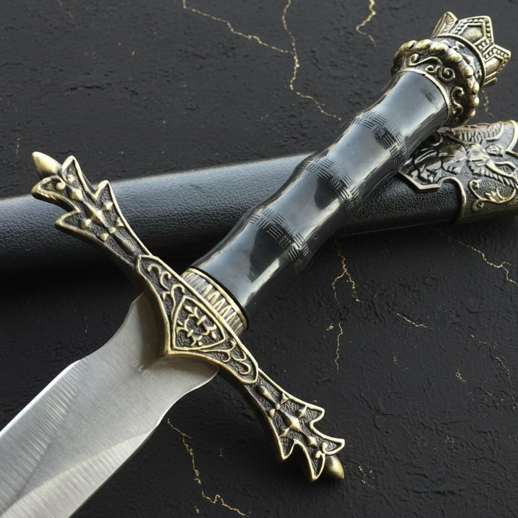 Ornate King Arthur Fantasy Dagger 13.5" Medieval Short Sword with Scabbard - 2
