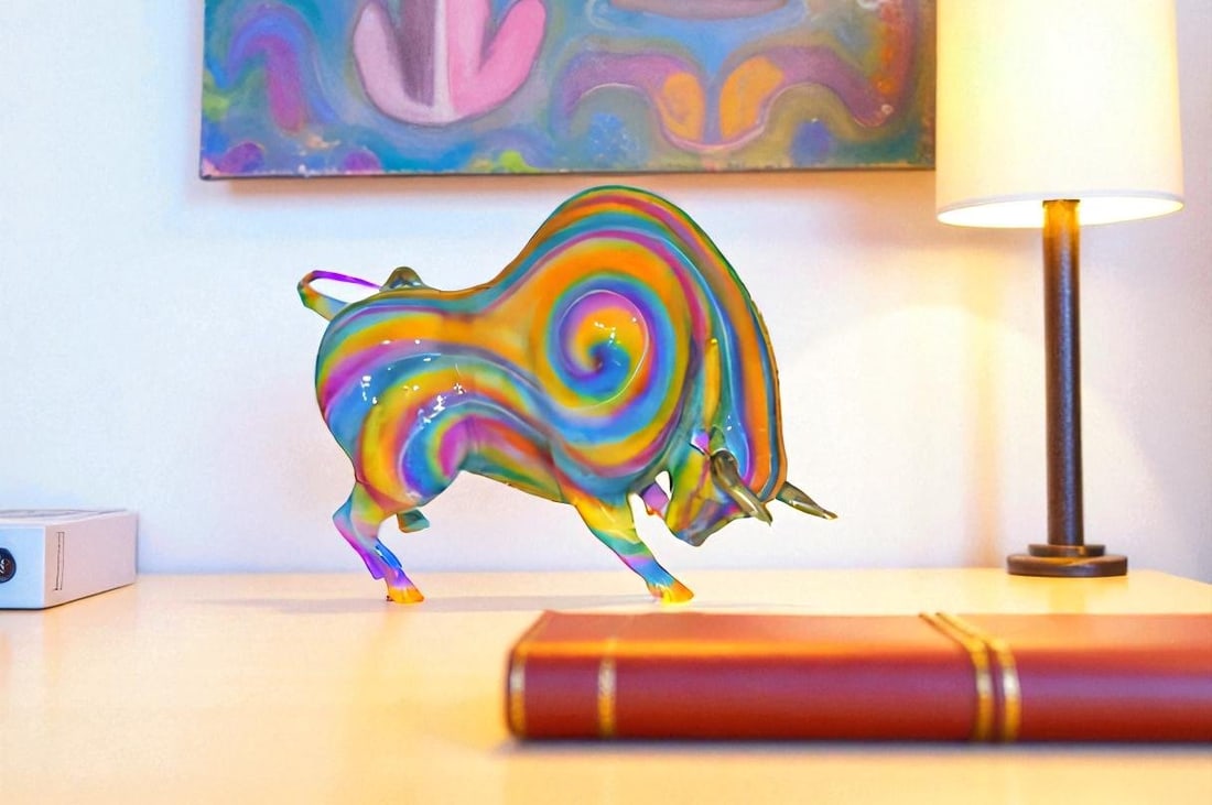 Fat Modern Bull Bronze Statue - Size: 16"L x 7"W x 12"H. - 3