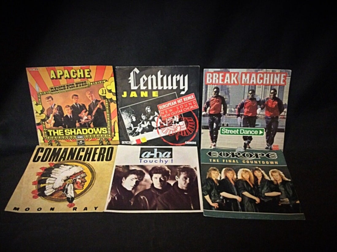 Lot of 6 Vintage 45 RPM Vinyl Records - Break Machine, Apache, A-Ha - 2