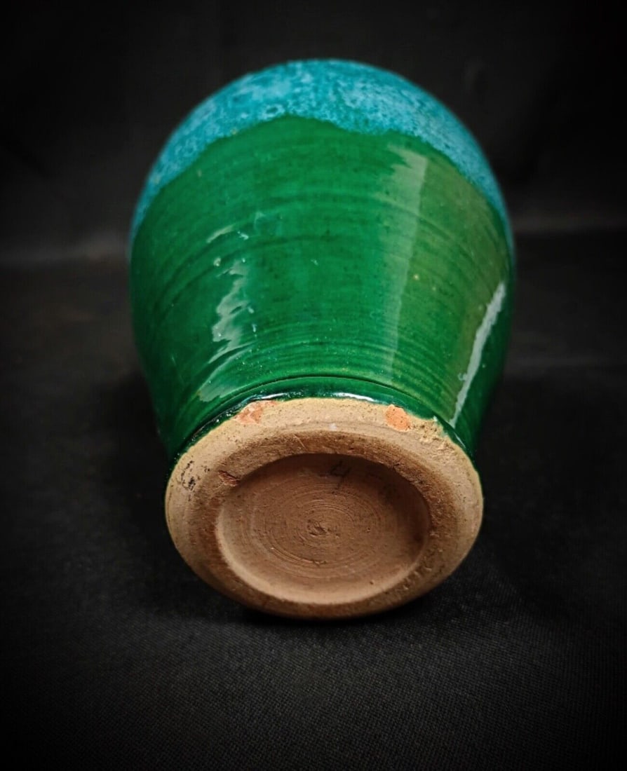 Charming Vintage Enameled Vase with Twisted Rim - Multicolored Ceramic - 5