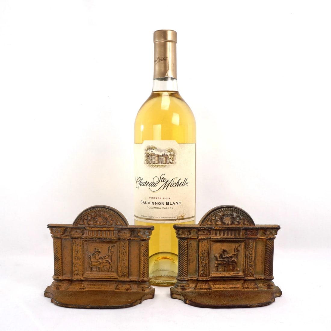 Pair Cast Iron B&H Bookends Greek Spinning - 3