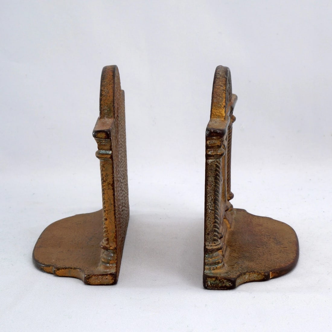 Pair Cast Iron B&H Bookends Greek Spinning - 4
