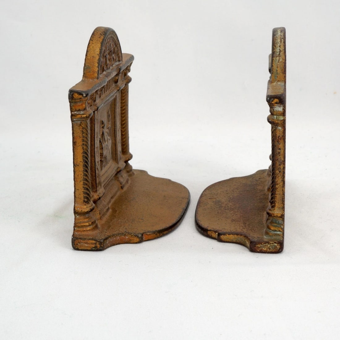 Pair Cast Iron B&H Bookends Greek Spinning - 6