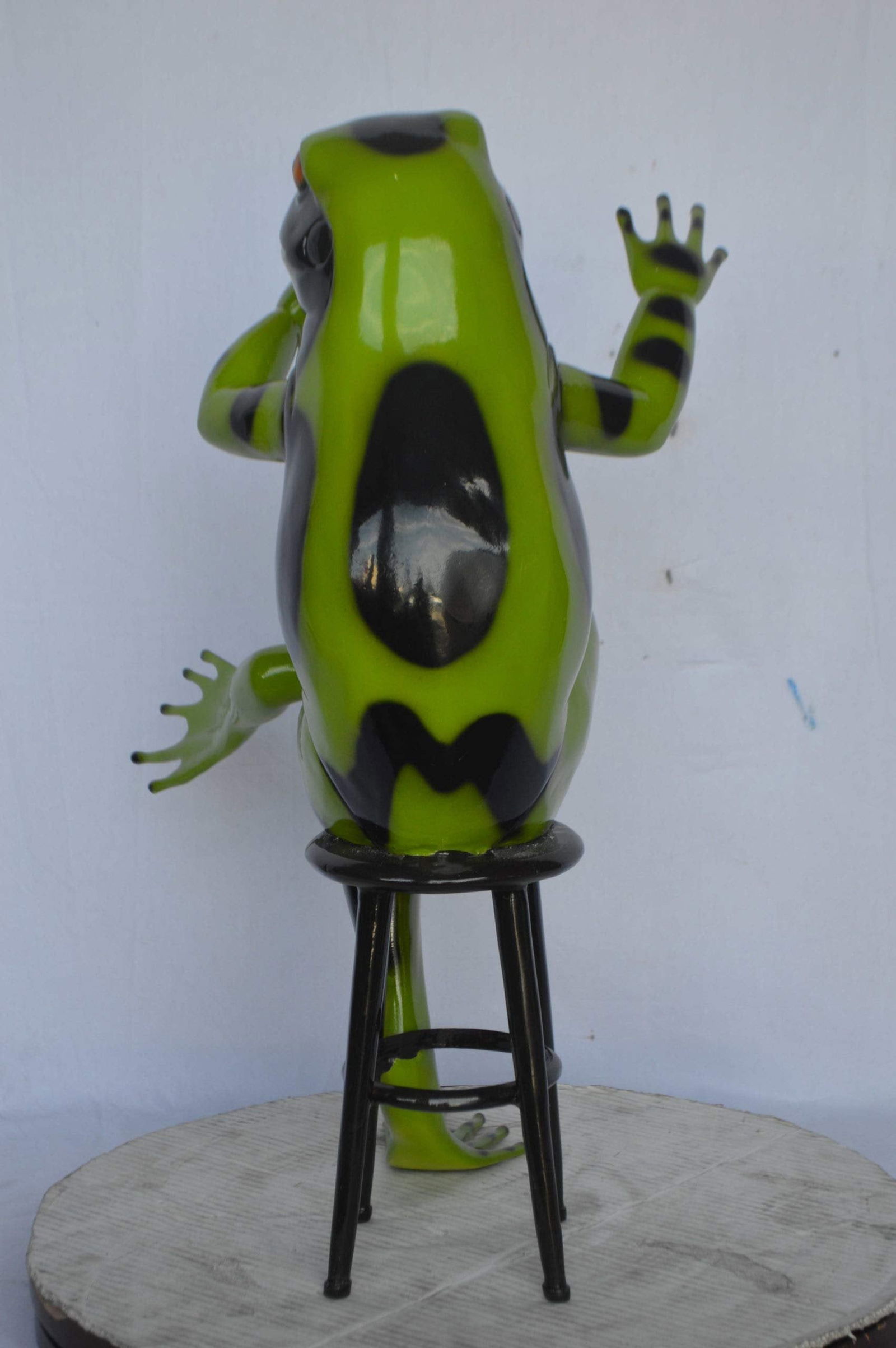 Comedic Green Frog bronze statue - Size: 25"L x 20"W x 30"H. - 10