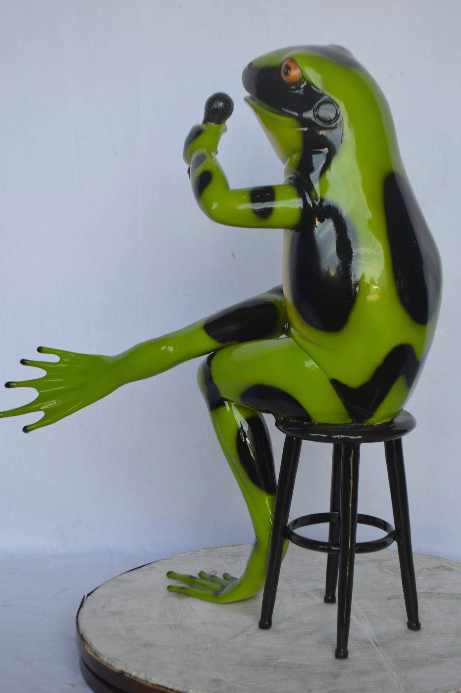 Comedic Green Frog bronze statue - Size: 25"L x 20"W x 30"H. - 11