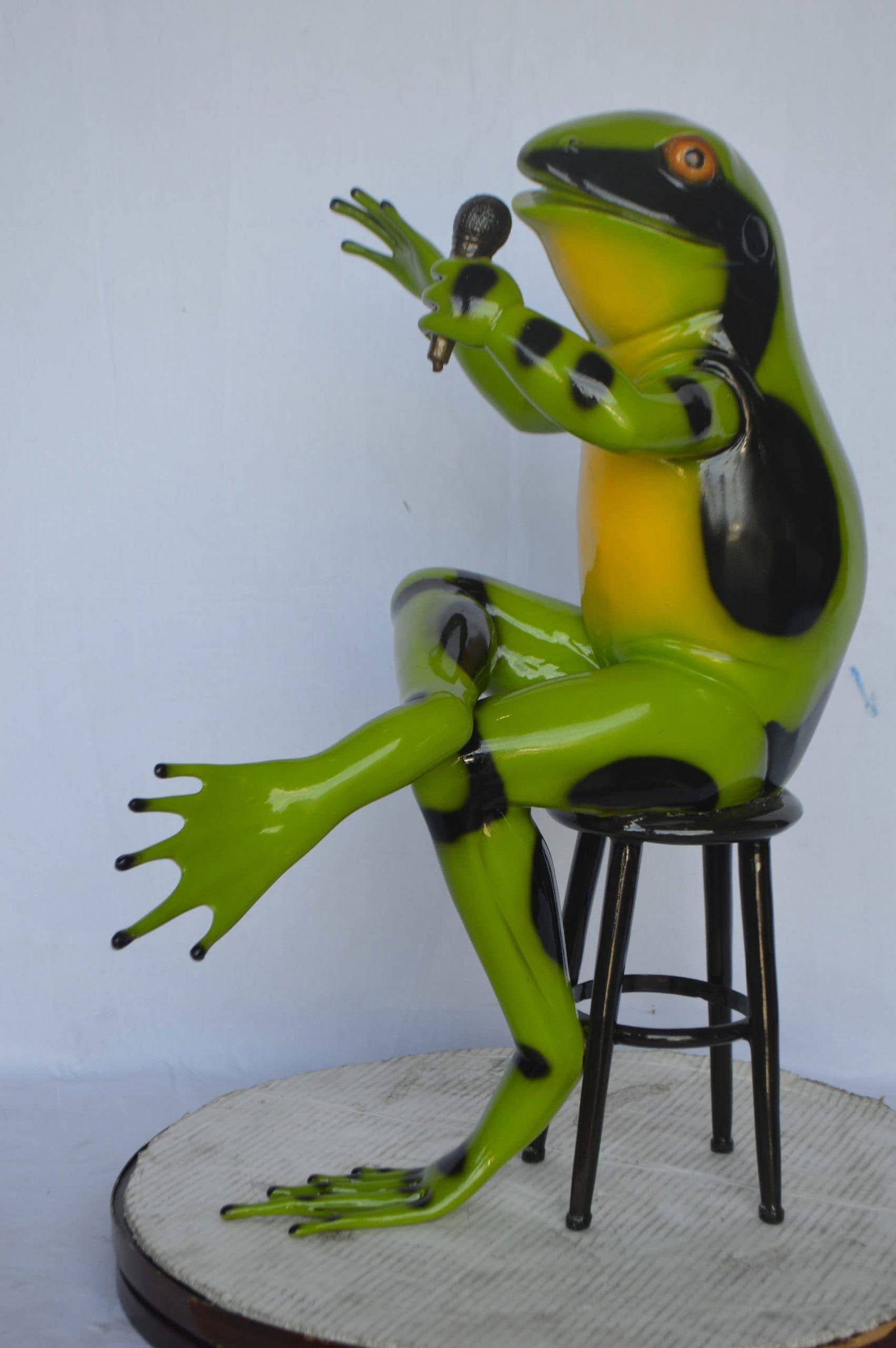 Comedic Green Frog bronze statue - Size: 25"L x 20"W x 30"H. - 12