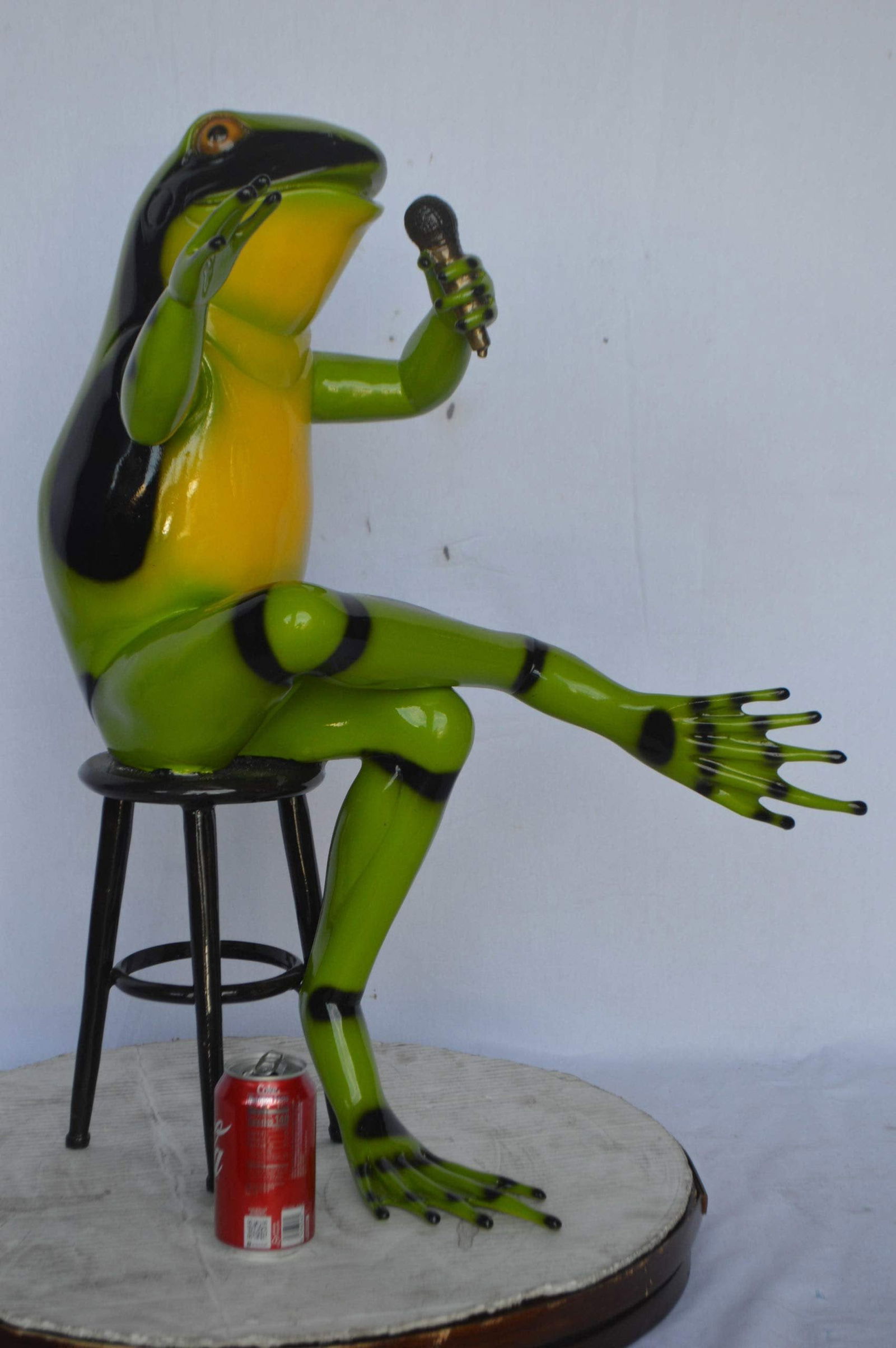 Comedic Green Frog bronze statue - Size: 25"L x 20"W x 30"H. - 5