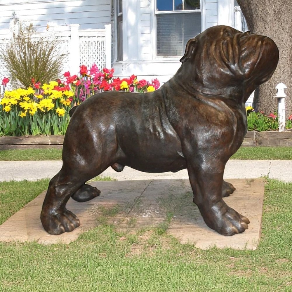 Bulldog Giant Bronze Statue - Size: 62"L x 26"W x 44"H. - 3