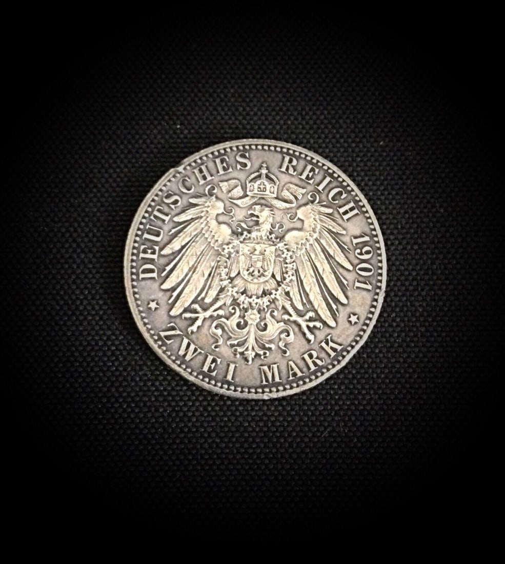 Wilhelm II 1901 Zwei Mark Coin – Historical German Collectible - 3