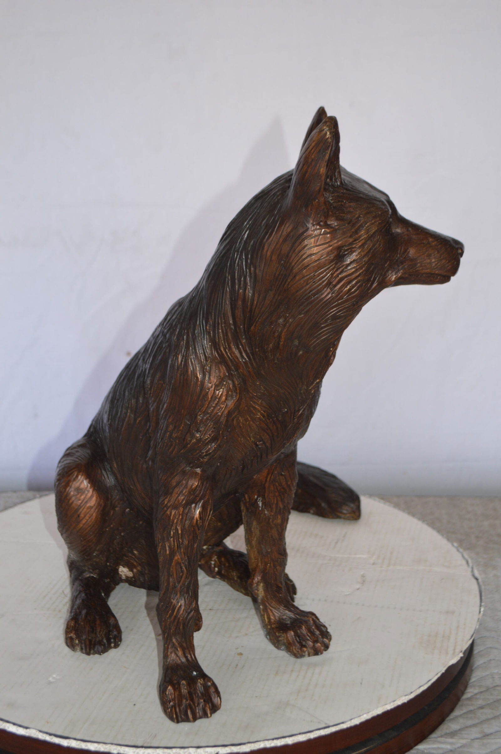 Fox Sitting Bronze Statue - Size: 23"L x 17"W x 20"H. - 10