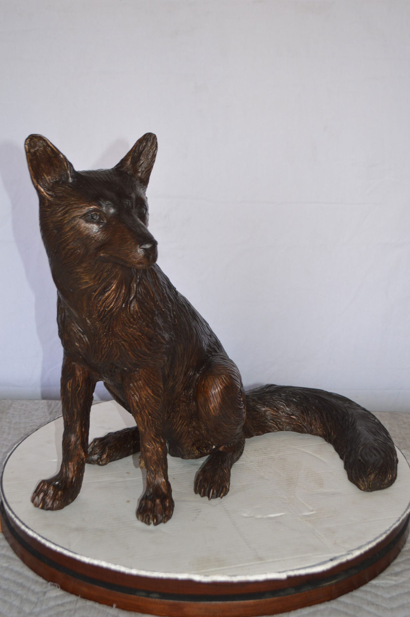 Fox Sitting Bronze Statue - Size: 23"L x 17"W x 20"H. - 11