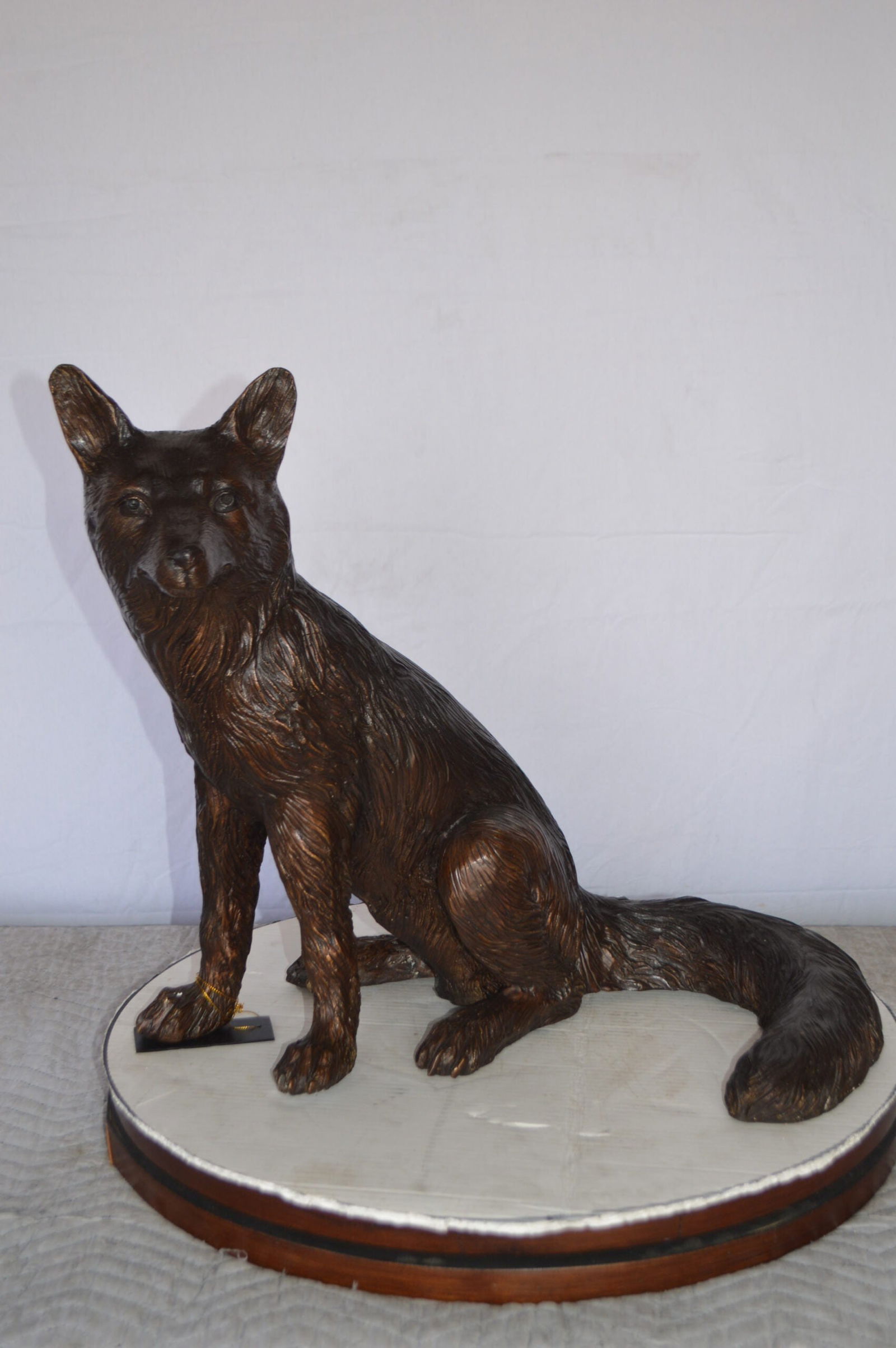 Fox Sitting Bronze Statue - Size: 23"L x 17"W x 20"H. - 4