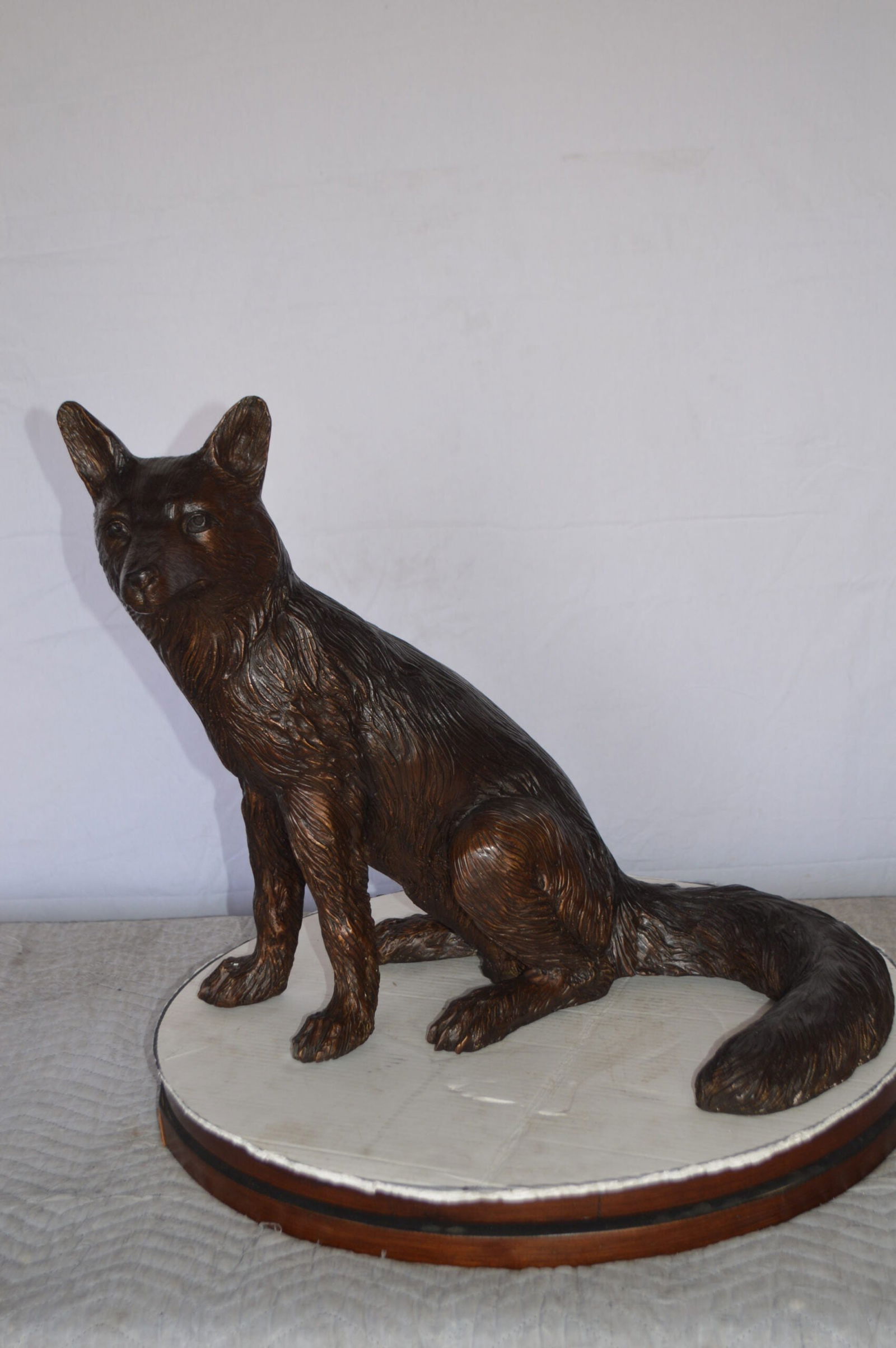 Fox Sitting Bronze Statue - Size: 23"L x 17"W x 20"H. - 5