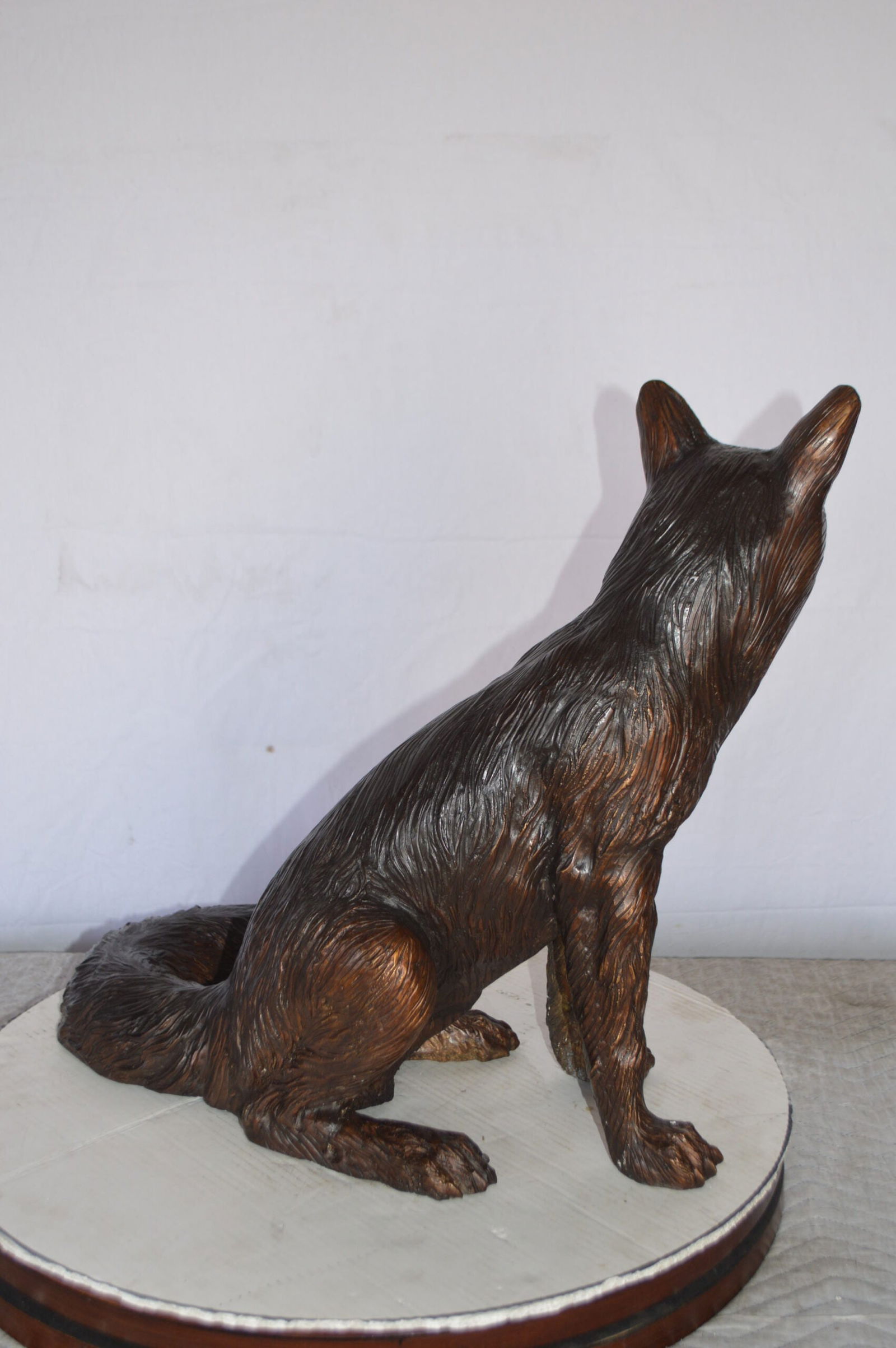 Fox Sitting Bronze Statue - Size: 23"L x 17"W x 20"H. - 9