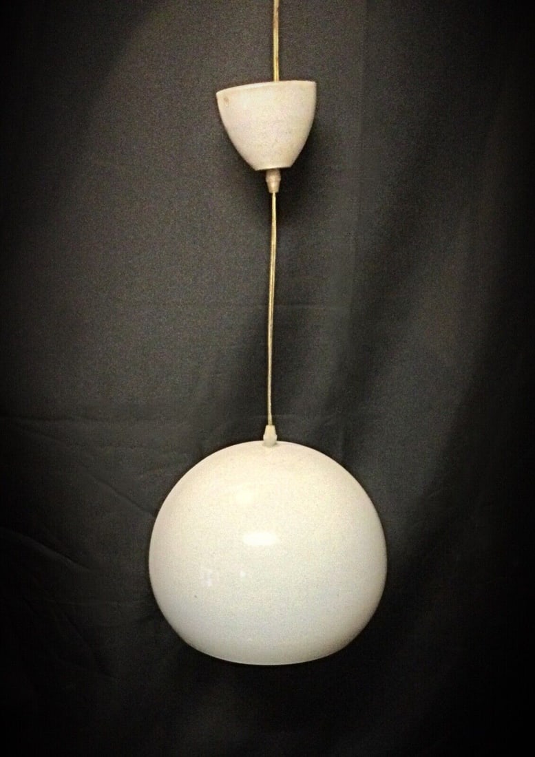 Vintage 60's Enamel Metal Hanging Lamp – Retro Suspension Light - 3