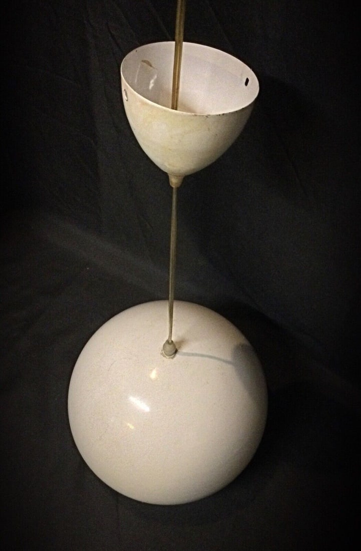 Vintage 60's Enamel Metal Hanging Lamp – Retro Suspension Light - 5