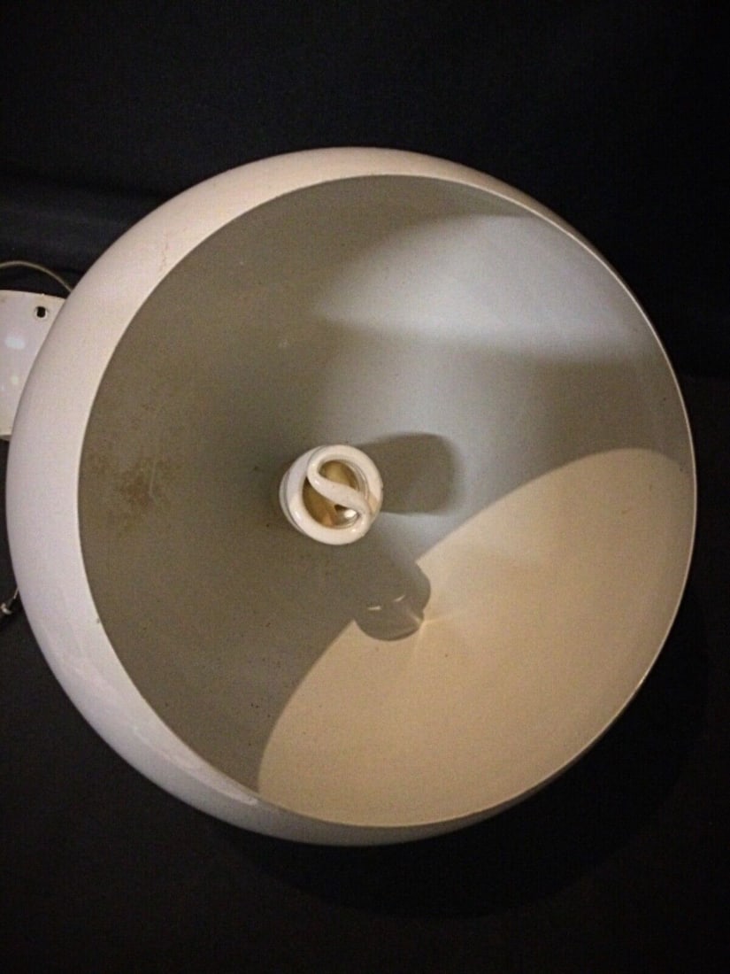 Vintage 60's Enamel Metal Hanging Lamp – Retro Suspension Light - 7