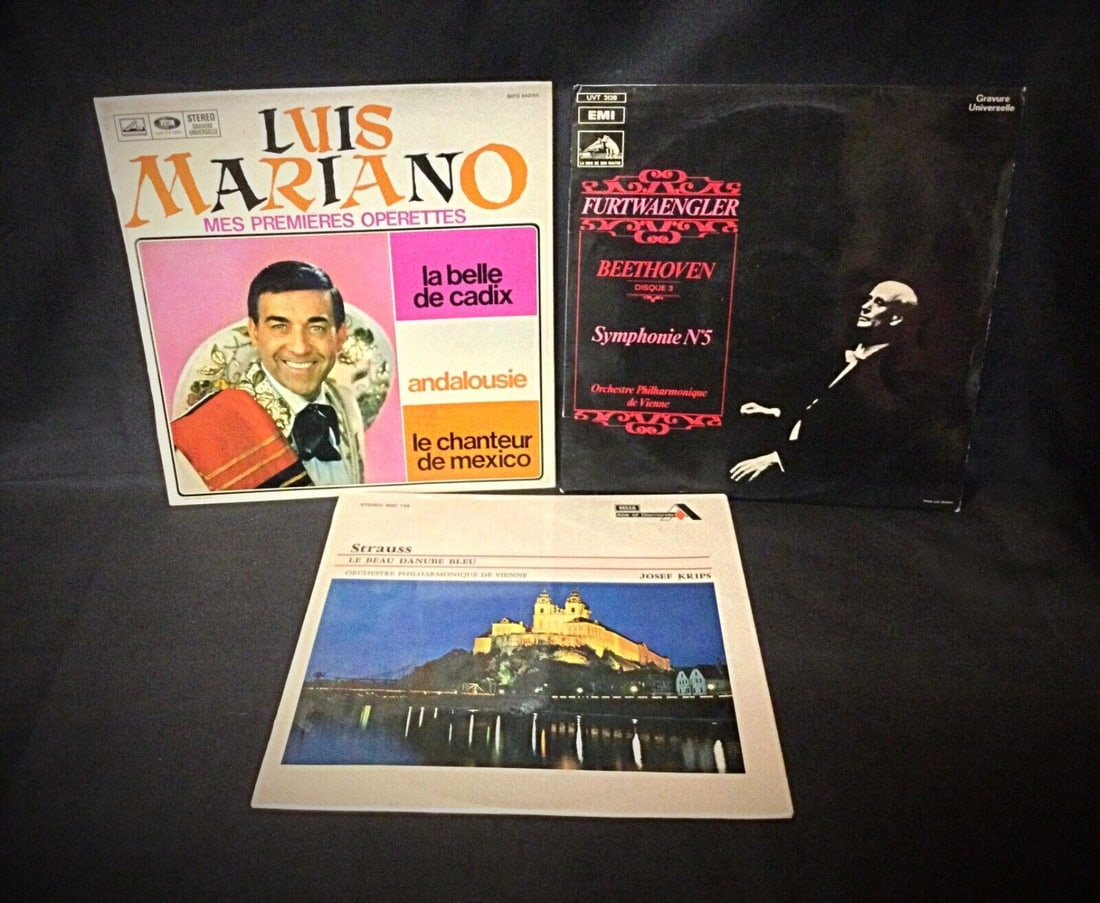 Lot of 3 Classical Vinyl Records - Beethoven, Luis Mariano, Strauss - 2