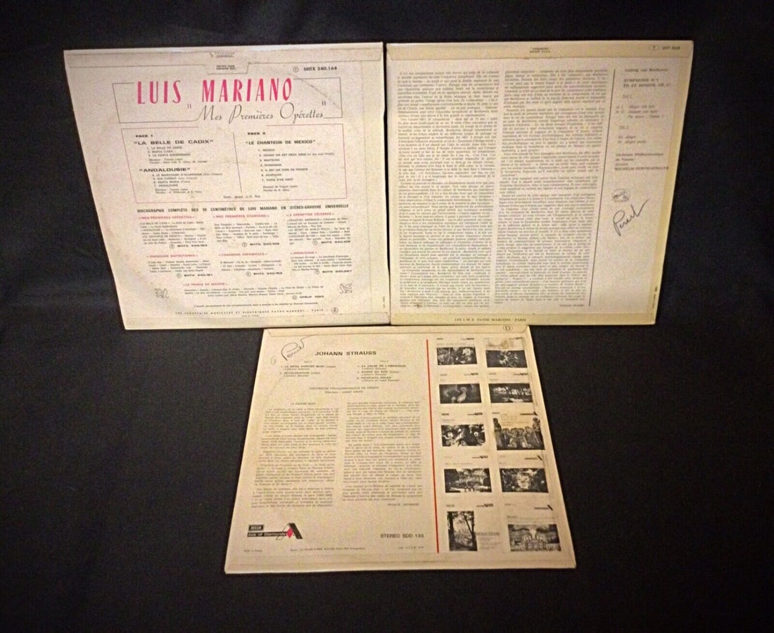 Lot of 3 Classical Vinyl Records - Beethoven, Luis Mariano, Strauss - 5