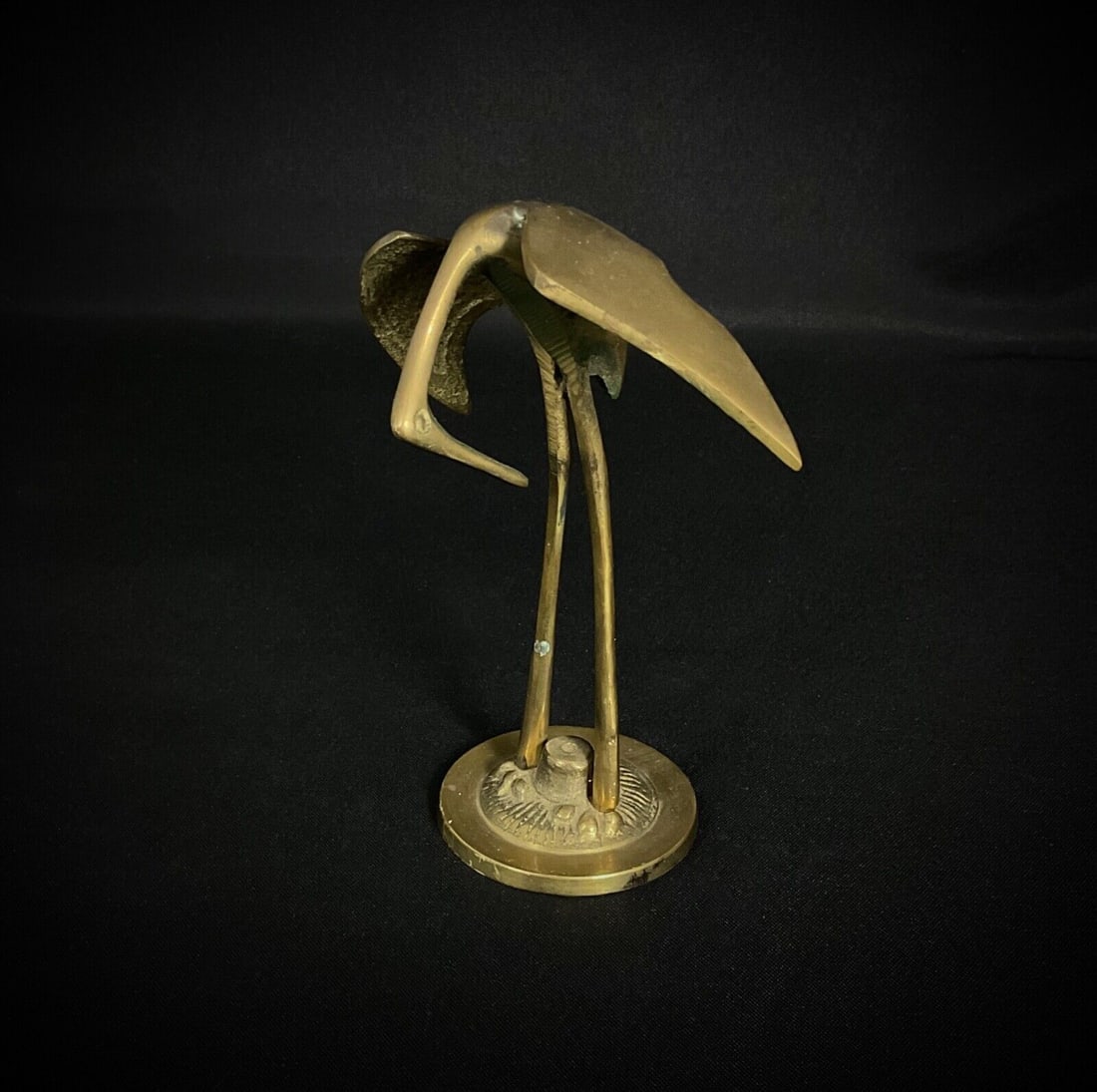 Vintage 20th-Century Japanese Brass Crane Sculpture - 2