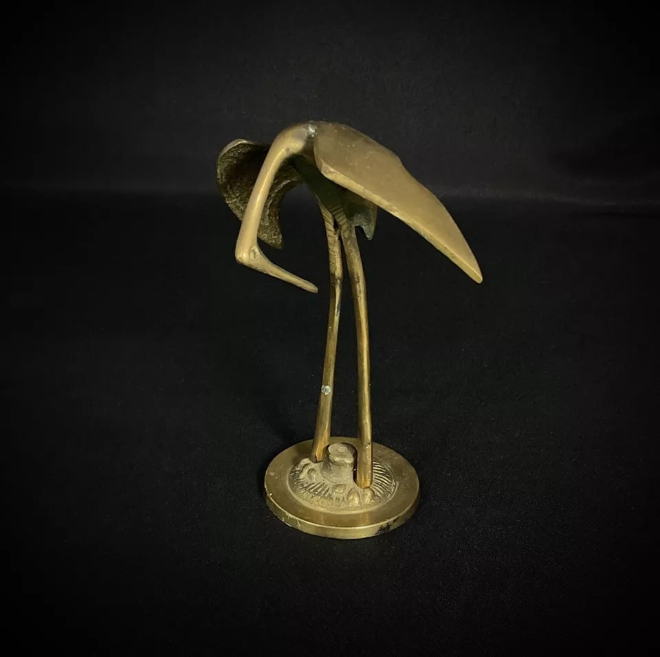 Vintage 20th-Century Japanese Brass Crane Sculpture - 5