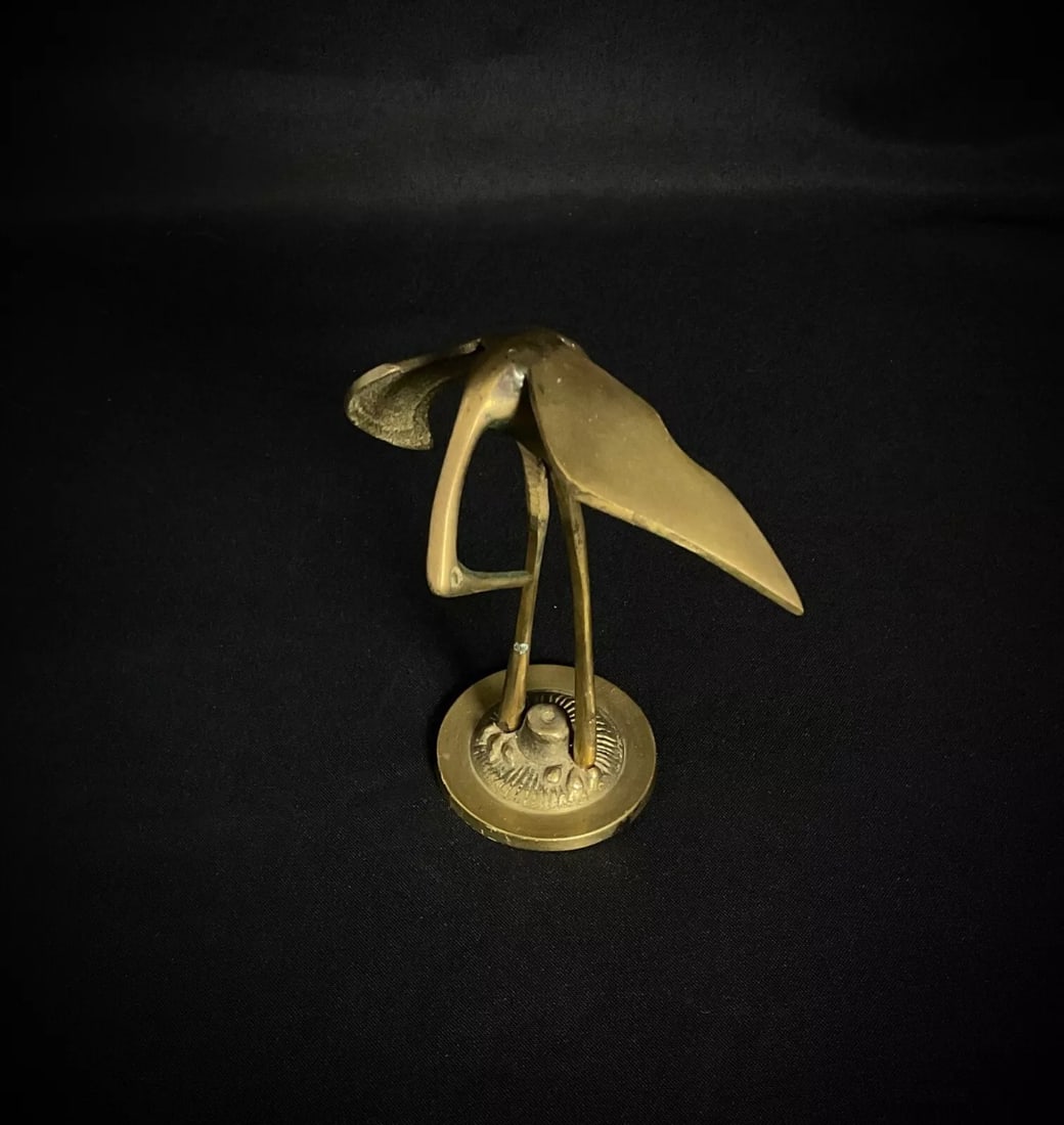 Vintage 20th-Century Japanese Brass Crane Sculpture - 6