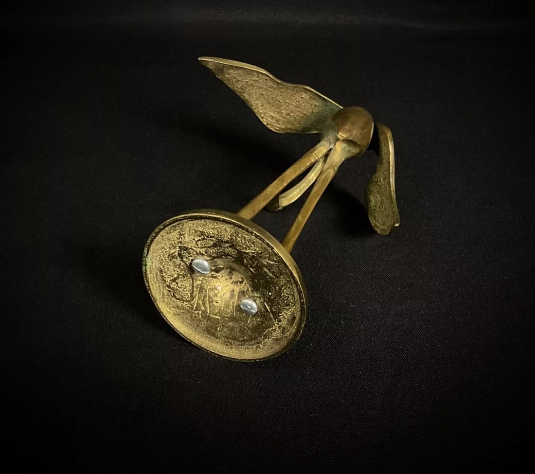 Vintage 20th-Century Japanese Brass Crane Sculpture - 7