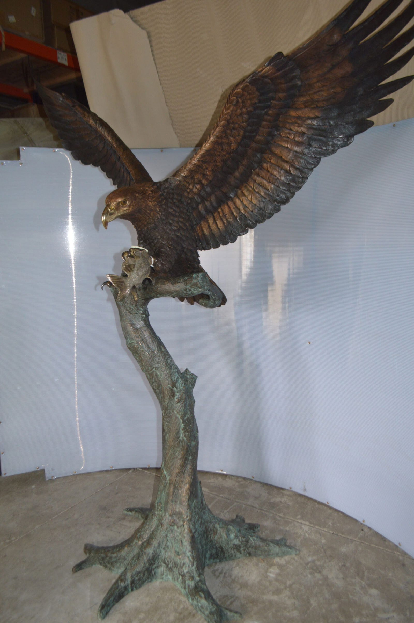 Landing Eagle on a Tree Giant Bronze Statue - Size: 72"L x 36"W x 88"H. - 10