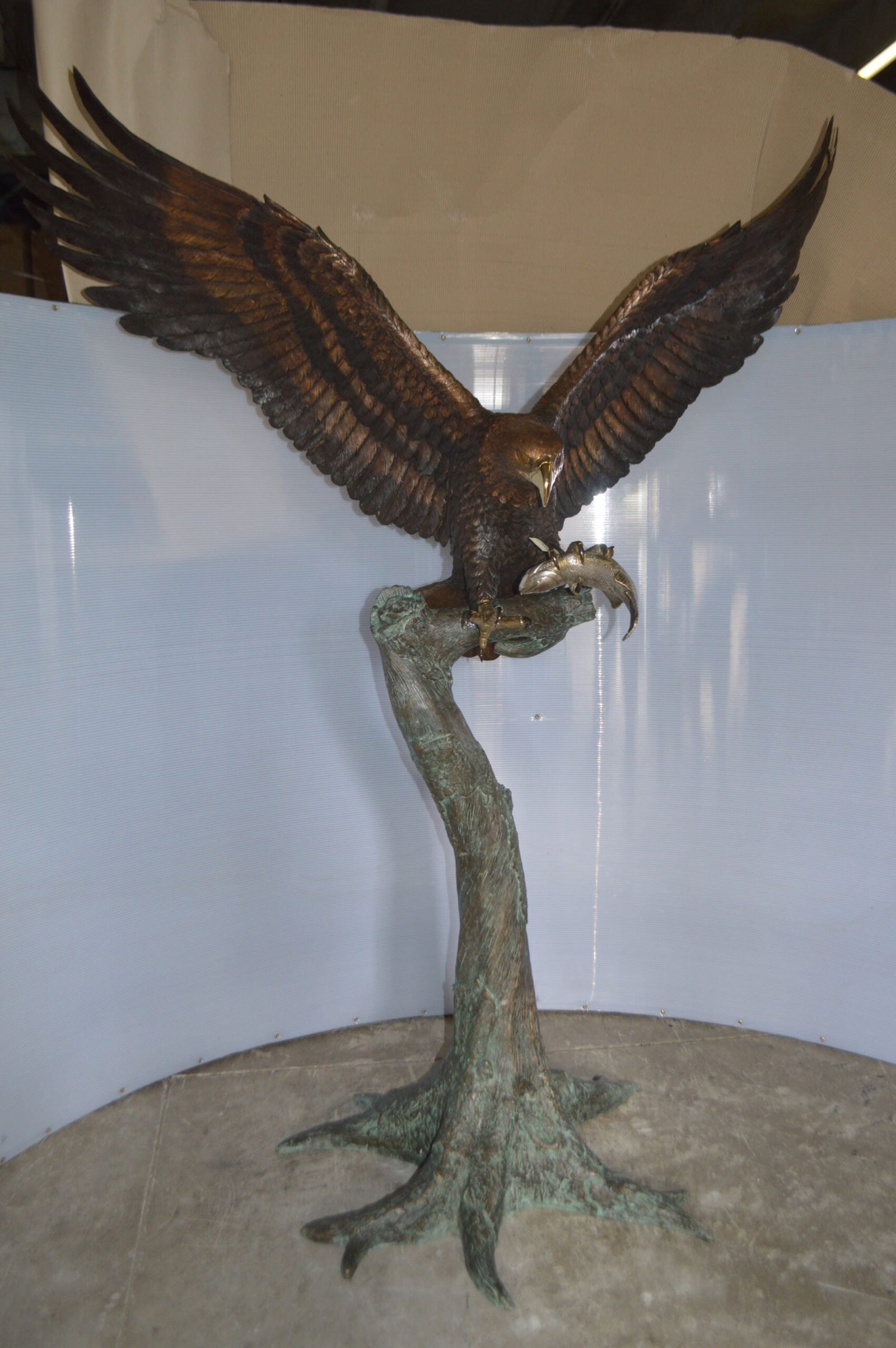 Landing Eagle on a Tree Giant Bronze Statue - Size: 72"L x 36"W x 88"H. - 11