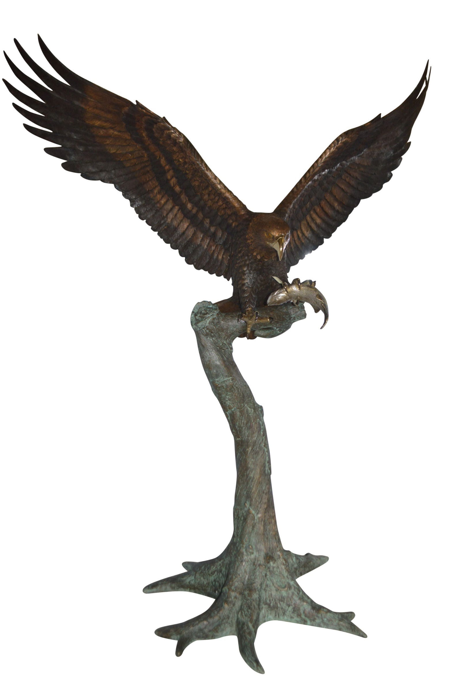 Landing Eagle on a Tree Giant Bronze Statue - Size: 72"L x 36"W x 88"H. (1 of 13)