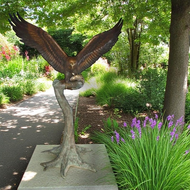 Landing Eagle on a Tree Giant Bronze Statue - Size: 72"L x 36"W x 88"H. - 2