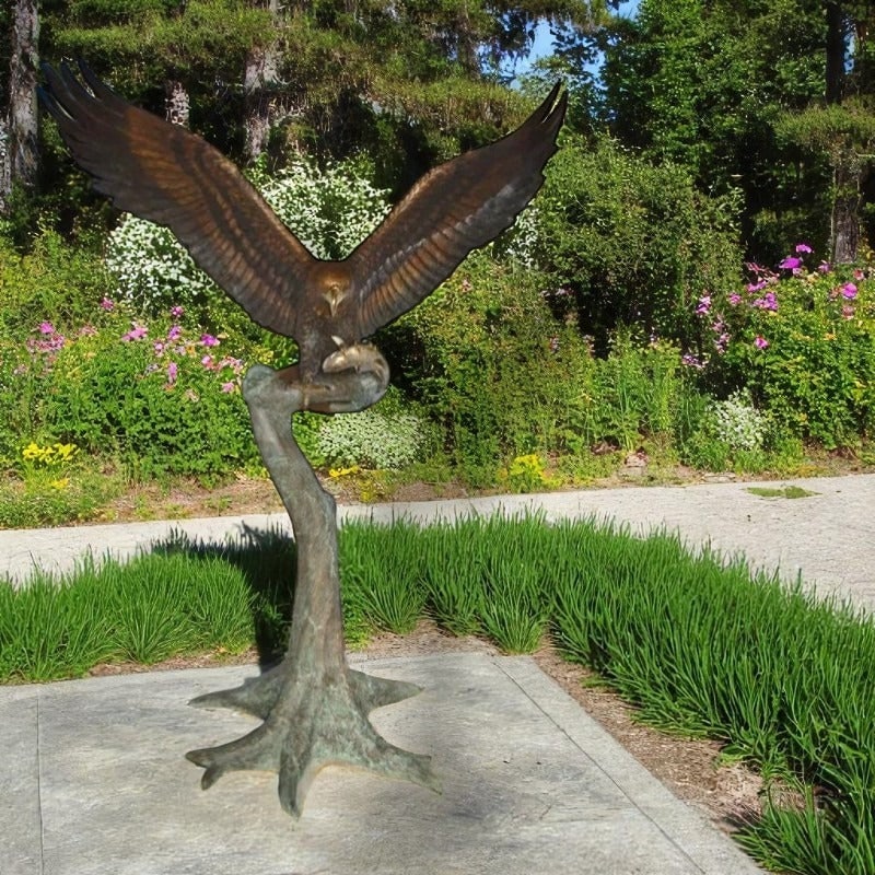 Landing Eagle on a Tree Giant Bronze Statue - Size: 72"L x 36"W x 88"H. - 3