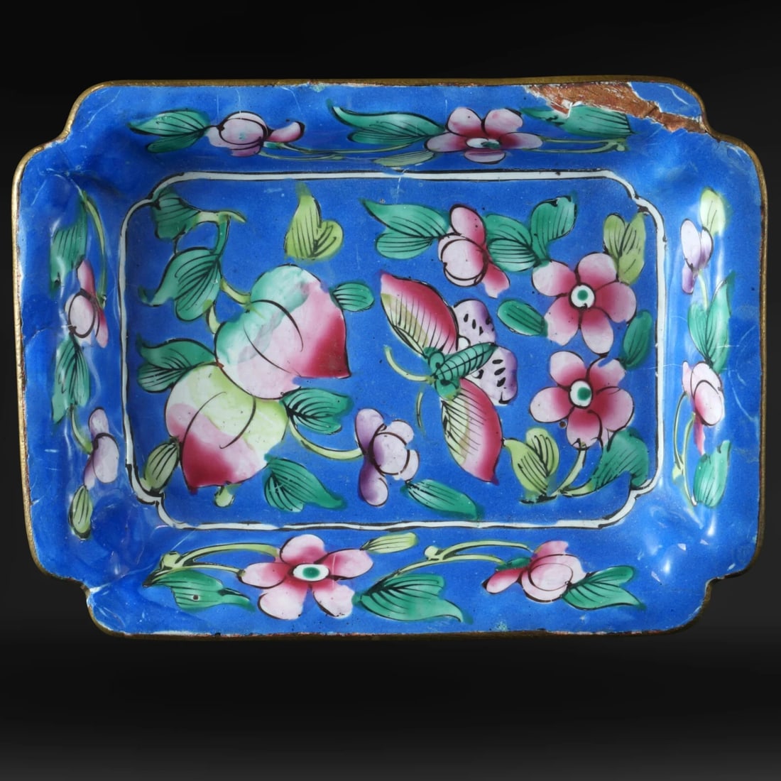 Small 1930s Chinese Enamel Metal Tray - 2