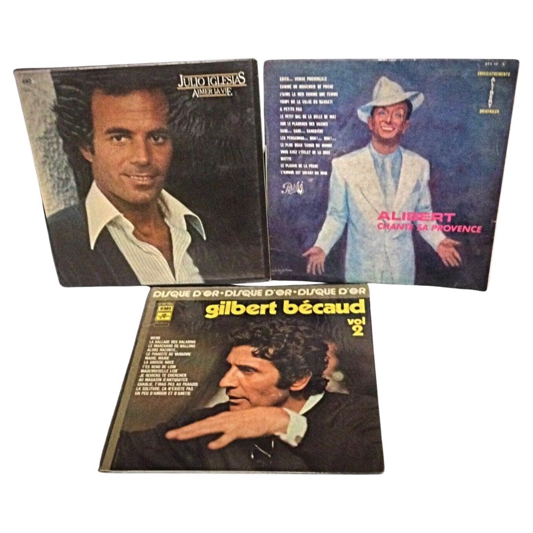 Lot of 3 Vinyl Records - Various Music Styles: G. Bécaud, Julio Iglesias (1 of 4)