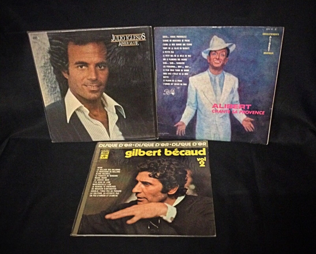 Lot of 3 Vinyl Records - Various Music Styles: G. Bécaud, Julio Iglesias - 2
