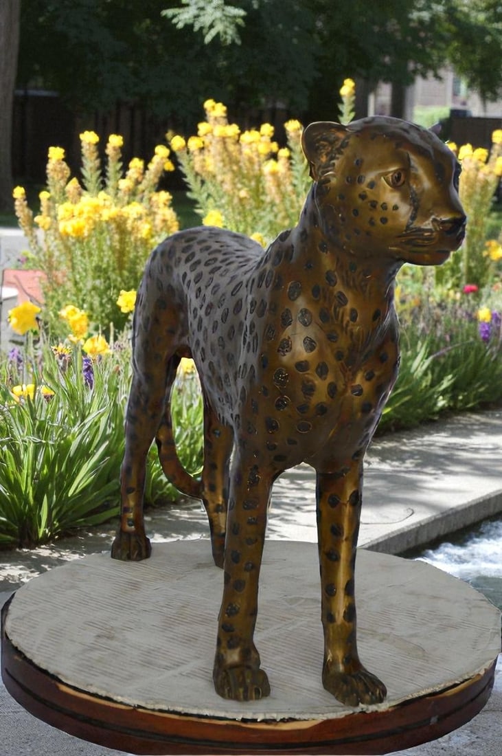 Baby Cheetah, Cub, Bronze Statue - Size: 30"L x 10"W x 25"H. - 2