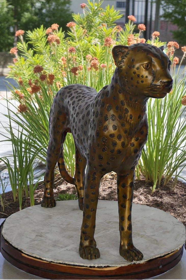 Baby Cheetah, Cub, Bronze Statue - Size: 30"L x 10"W x 25"H. - 6