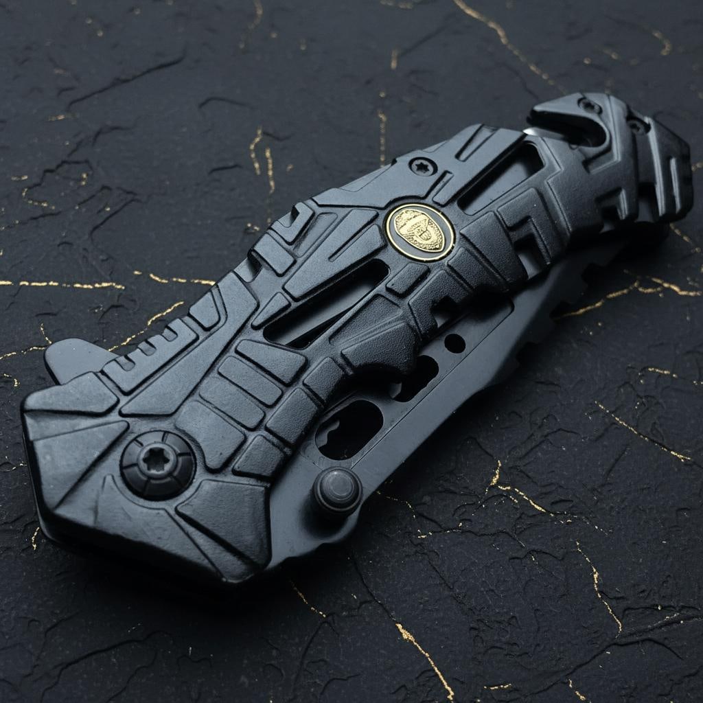 Spring Assisted Tactical Folding Knife 8" Black Police Rescue Pocket Tool NEW - 2